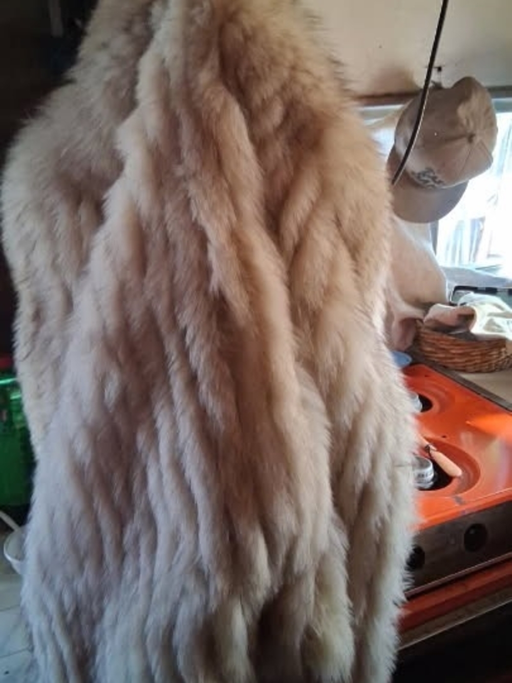 Saga Furs Light Beige Plush Fur Cape